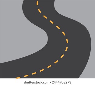 Plantilla Horizontal de asfalto. Ilustración vectorial sinuosa de la carretera. Marca de carretera sin costuras Aislado en el fondo.