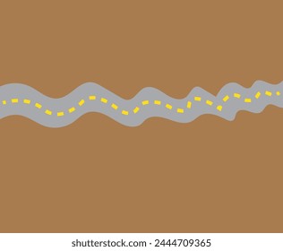 Horizontal asphalt road template. Winding road vector illustration. Seamless highway marking Isolated on background.