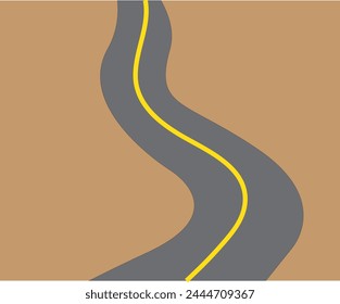 Horizontal asphalt road template. Winding road vector illustration. Seamless highway marking Isolated on background.