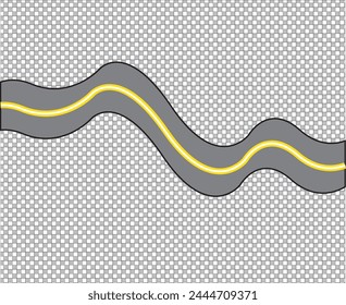 Horizontal asphalt road template. Winding road vector illustration. Seamless highway marking Isolated on background.
