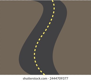 Horizontal asphalt road template. Winding road vector illustration. Seamless highway marking Isolated on background.