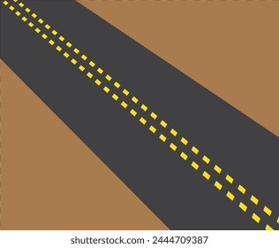 Horizontal asphalt road template. Winding road vector illustration. Seamless highway marking Isolated on background.