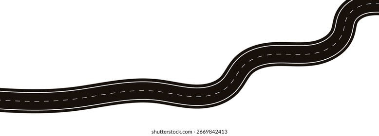 Plantilla Horizontal de carreteras asfaltadas. Ilustración vectorial de carretera sinuosa. Curvas onduladas y sinuosas carreteras. aisladas sobre fondo blanco.
