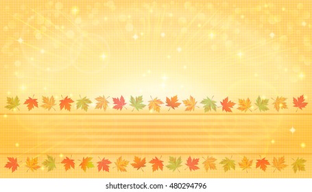 Horizontal autumn background with fallen maple leaves. Vector illustration.