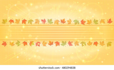 Horizontal autumn background with fallen maple leaves. Vector illustration.