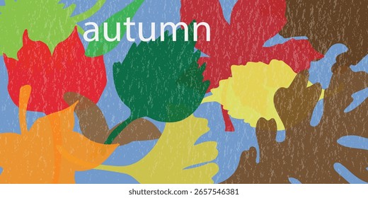 Horizontal fondo de otoño con hojas que caen. Diseño estacional mínimo para el Anuncio, cartel, cubierta, redes sociales, venta, promoción de moda o encabezado decorativo. Ambiente de otoño limpio y elegante.