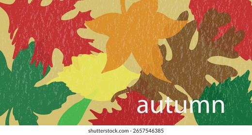 Horizontal autumn background with falling leaves. Minimal seasonal design for banner, poster, cover, social media, sale, fashion promo, or decorative header. Clean and elegant autumn vibe.