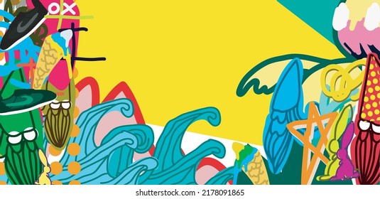 Fondo horizontal con dibujo abstracto de estilo graffiti.