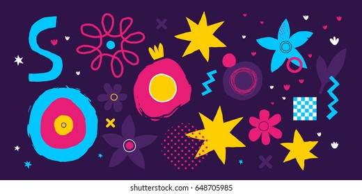 Horizontal background with abstract hand drawn elements. Useful for advertising and graphic design.
