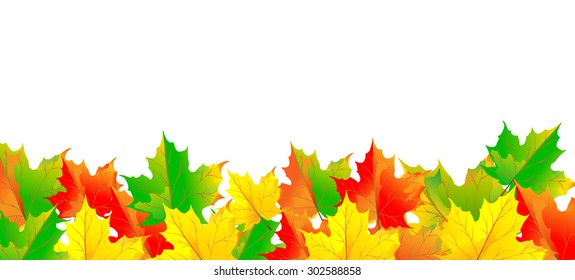 Horizontal  background with autumn maple leaves. Vector illustration.