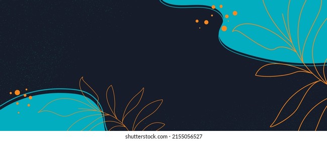 Horizontaler Hintergrund für Banner im abstrakten Stil mit orangen und blauen Elementen. Kreative Vektorgrafik für Poster, Seite, Cover, Werbung, Gruß, Flyer und Promotion.
