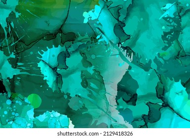 horizontal background from blots. Alcohol ink. Resin art Vector illustration