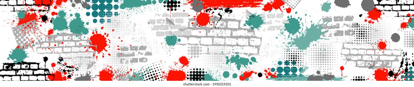 Horizontal background from blots. Long vintage background . Vector illustration