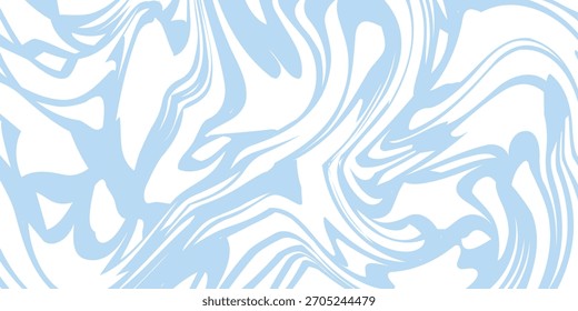 Horizontal background with blue waves in style retro 60s, 70s. Trendy minimal wavy design in pastel colors. Colorful marble illustration . Vector illustration