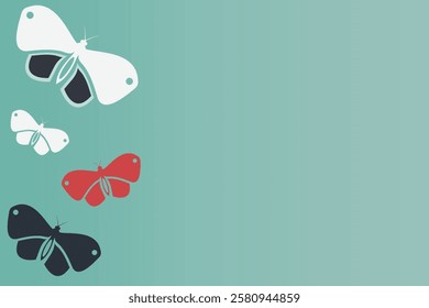 Horizontal background with butterflies and empty space for text.