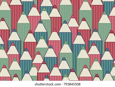 Horizontal background with cartoon pencils. Vector illustration. Album orientation.