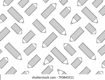 Horizontal background with cartoon pencils. Vector illustration. Album orientation.