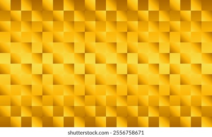 Horizontal background with checkered pattern of gold all over - Gradation of yellow gold -