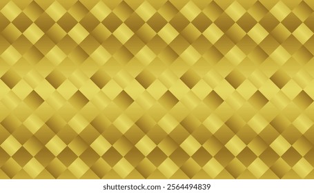 Horizontal background with checkered pattern rotated 45 degrees, entirely in gold - Gradation of antique gold -