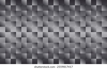 Horizontal background with checkered pattern of silver all over - Gradation of black silver -