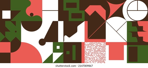 Horizontal background consisting of a set of abstract geometric futuristic figures with a thin line, modern shapes and objects. Vector illustration
