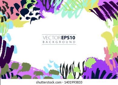 Horizontal background with copy space and various brush strokes. Header image with place for text. Abstract artistic backdrop.
