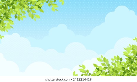 fondo horizontal con vegetación fresca y cielo azul