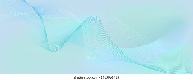 Horizontal background with a gradient in muted blue-green and lilac tones. Lines. Minimal wall art. Place for logos, messages, text placement.