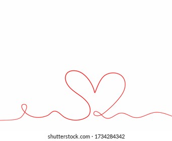 Horizontal background with heart drawn by hand in continuous line. Sketch, doodle. Vector illustration.