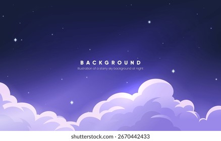 Horizontal background illustration of the starry sky at night