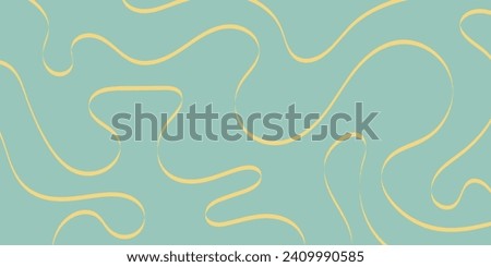 Horizontal background liquid swirl line wavy colorful waves in retro tosca, green, yellow colors