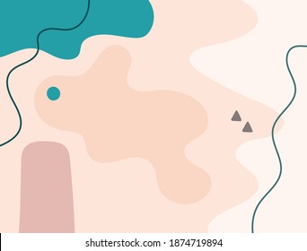 Horizontal background with organic and geometric shapes drawn by hand. Abstract template. Modern vector illustration.