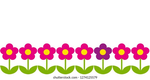 horizontal background with pink flowers vector illustration