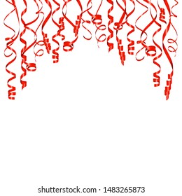 Horizontal Background Red Streamers Bended Different Lengths