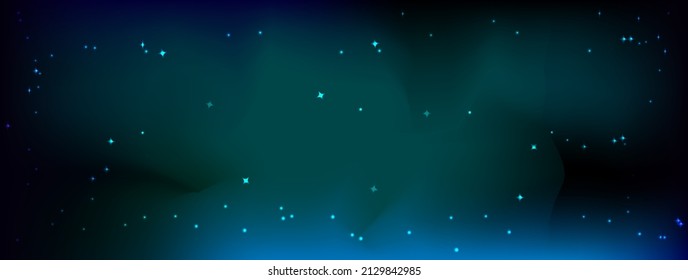 Horizontal background of the starry night sky. Night with nebula in space. Milky way galaxy in infinite space. Starry night with shining stars in the sky. Vector illustration.