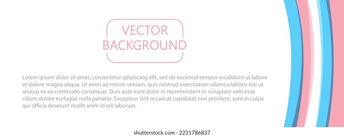 Horizontal background with streaks of transgender flag colors vector illustration isolated on white. Banner template with copy space for text