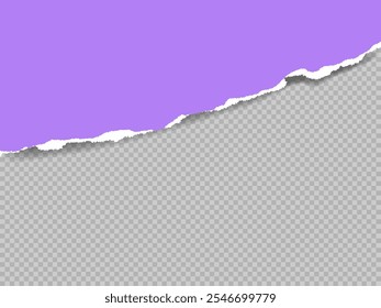 Fondo Horizontal con la hoja de papel púrpura rasgada. Borde rasgado con textura de sombra. Plantilla vacía moderna para el Anuncio Póster Negocios Diseño de redes sociales