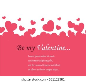 horizontal background Valentine's Day with pink and white hearts and space for text