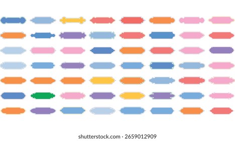 Horizontale Badges Frame Design Glyphe mit fett Linie - SET 50