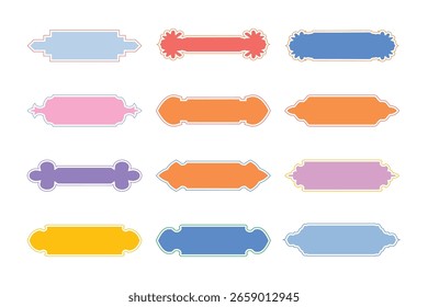 Horizontal Badges Frame Design Glyph with Bold Line- SET 12