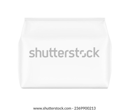 Horizontal bag mockup. Flat bottom gusset bag. Front view. High realistic. Vector illustration isolated on white background. Ready for use in presentation, promo, advertising and more. EPS10.