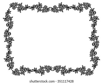Horizontal balck and white frame with roses