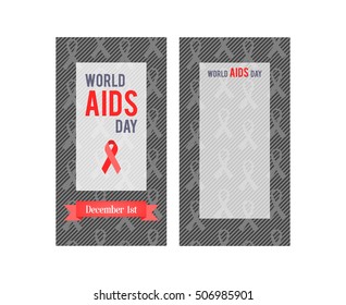 Horizontal banner for 1st December World AIDS Day. Red Ribbon - symbol awareness pandemic AIDS / HIV. Design banner template. Vector illustration.