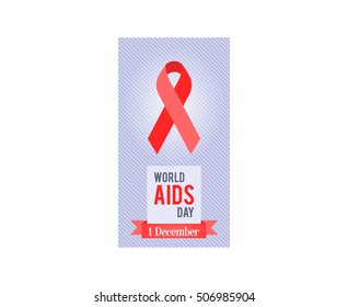 Horizontal banner for 1st December World AIDS Day. Red Ribbon - symbol awareness pandemic AIDS / HIV. Design banner template. Vector illustration.