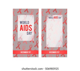 Horizontal banner for 1st December World AIDS Day. Red Ribbon - symbol awareness pandemic AIDS / HIV. Design banner template. Vector illustration.