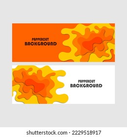 Horizontal banner with 3D abstract background with paper cut shapes. Vector design layout for business presentations, flyers, posters and invitations. Colorful carving art