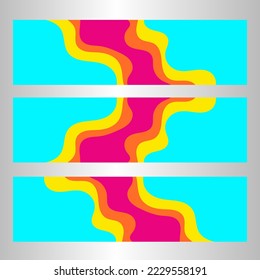 Horizontal banner with 3D abstract background with paper cut shapes. Vector design layout for business presentations, flyers, posters and invitations. Colorful carving art