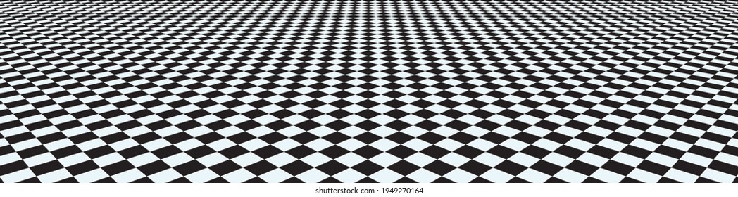 Horizontal banner. Abstract 3d black and white illusions. Pattern or background with perspective effect. Vector illustration