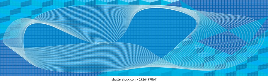 Banner horizontal. Antecedentes abstractos. Estructura de ruido con cubos. Imagen del vector 