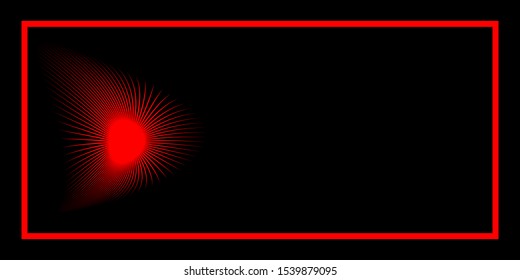 Horizontal banner with abstract red sun on dark background.Vector illustration.